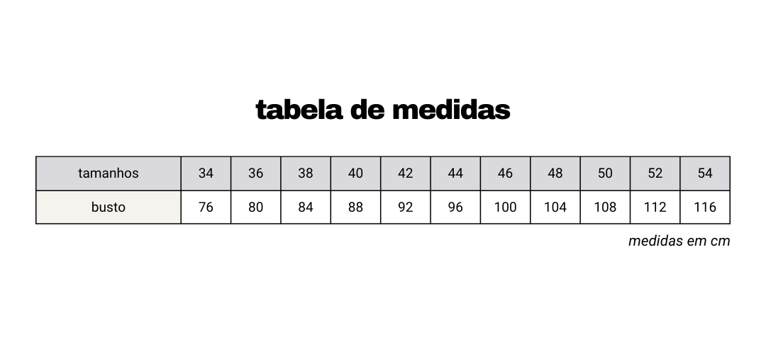 tabela de medidas kate